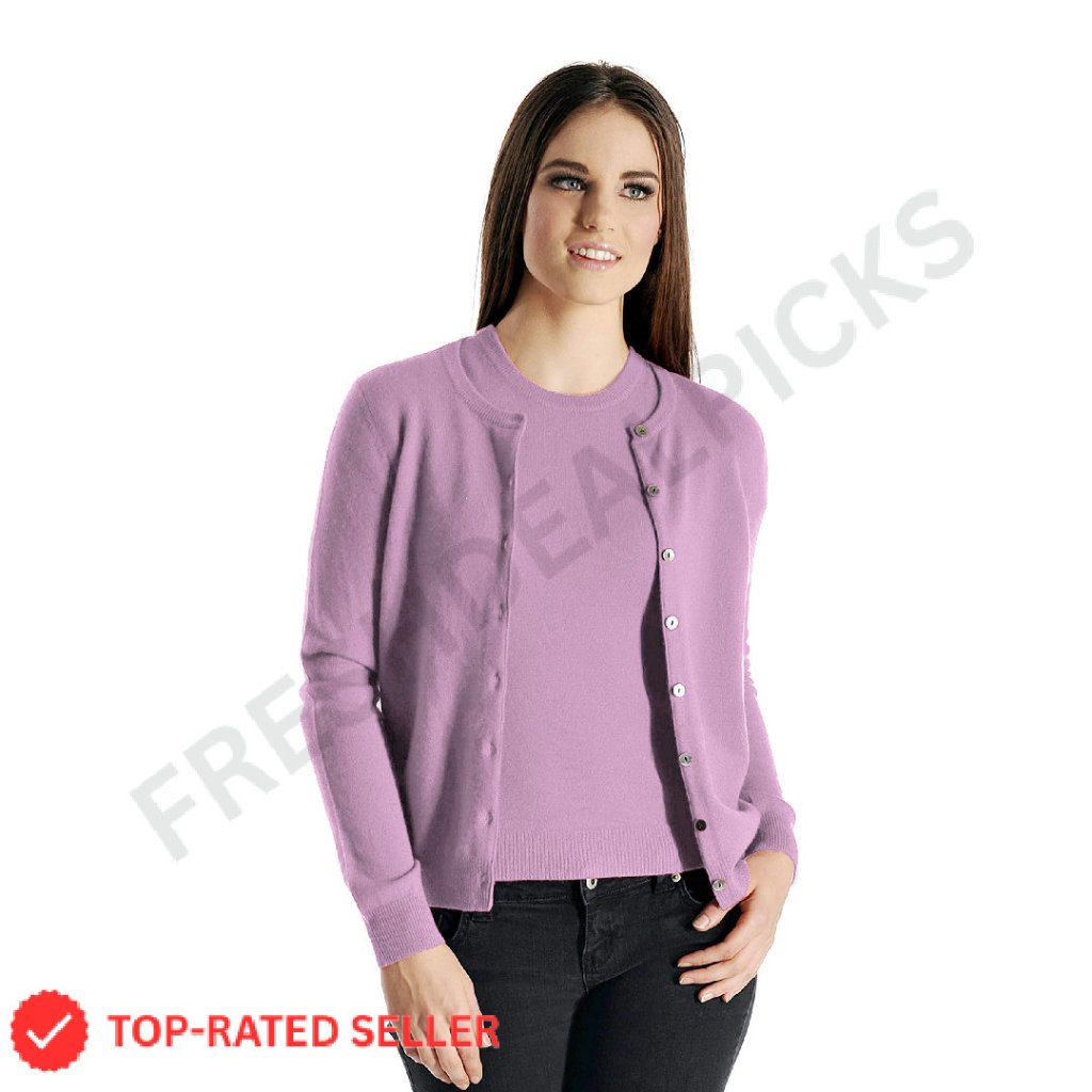 100% Pure Cashmere Cardigan Twin Set Elegant Classic Button Down